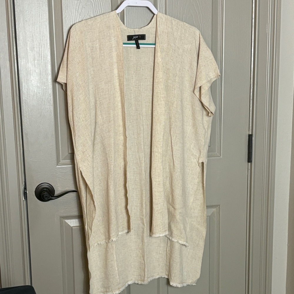Jupee Cream Open Front Linen Blend Oversized Vest NWOT Sz S/M